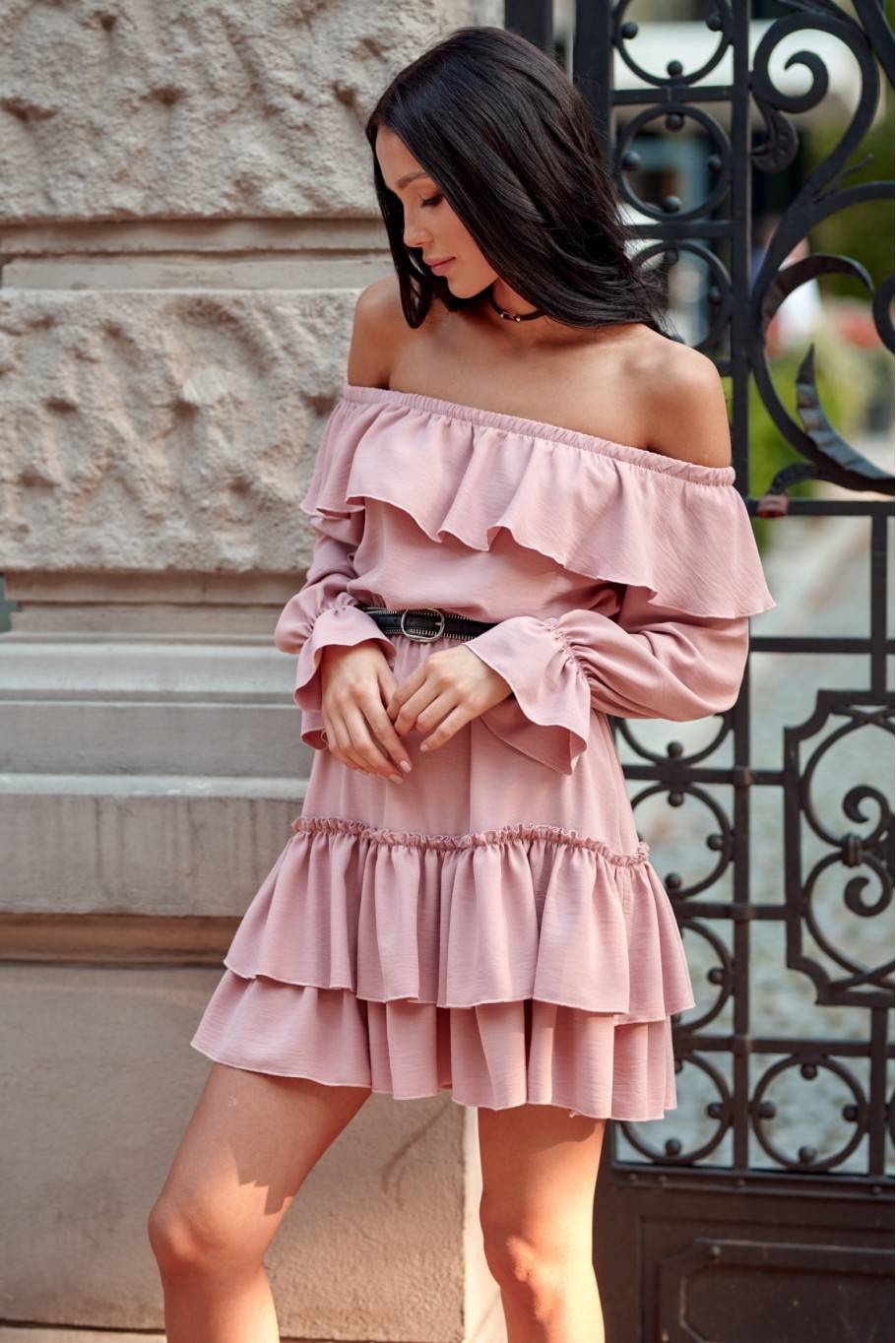 Almeria - off-the-shoulder dress with long sleeves ROZ