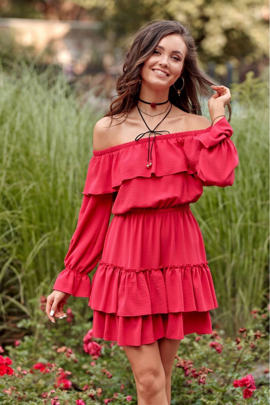 Almeria - off-the-shoulder dress with long sleeves MAL
