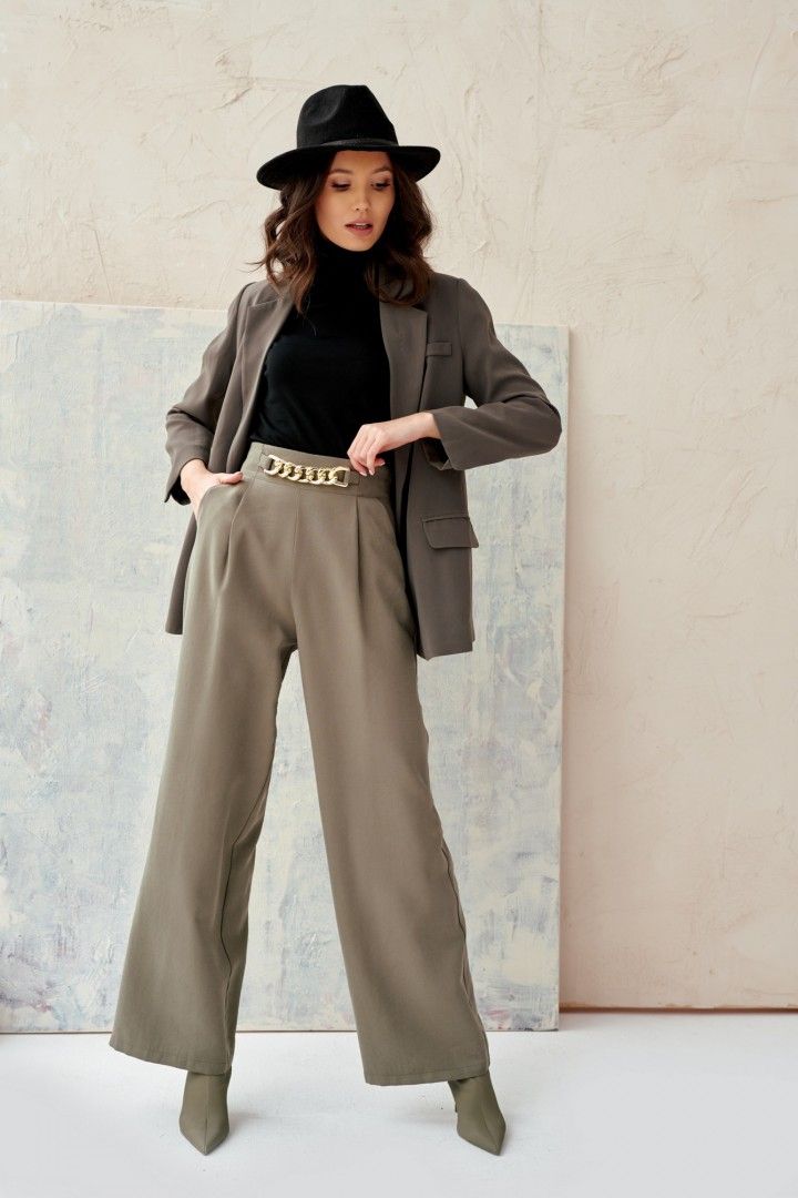 Audrey - szerokie spodnie damskie z ozdobnym łańcuszkiem KHK