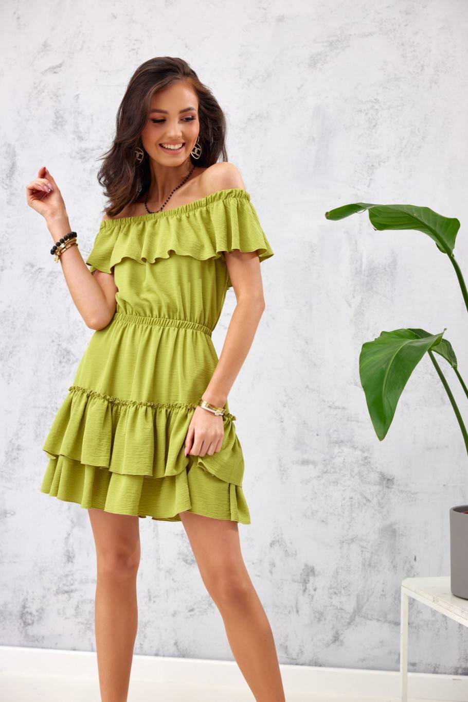 Off-the-shoulder mini dress with short sleeves LIM
