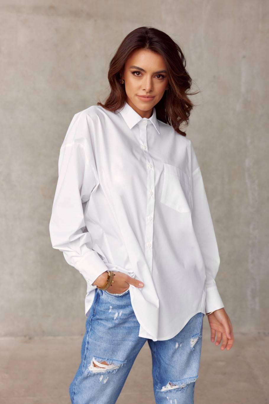 Carolina - women's oversize shirt with imitation pockets EKR