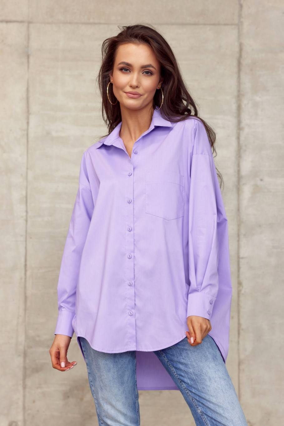 Carolina - koszula damska oversize z imitacją kieszeni FIO