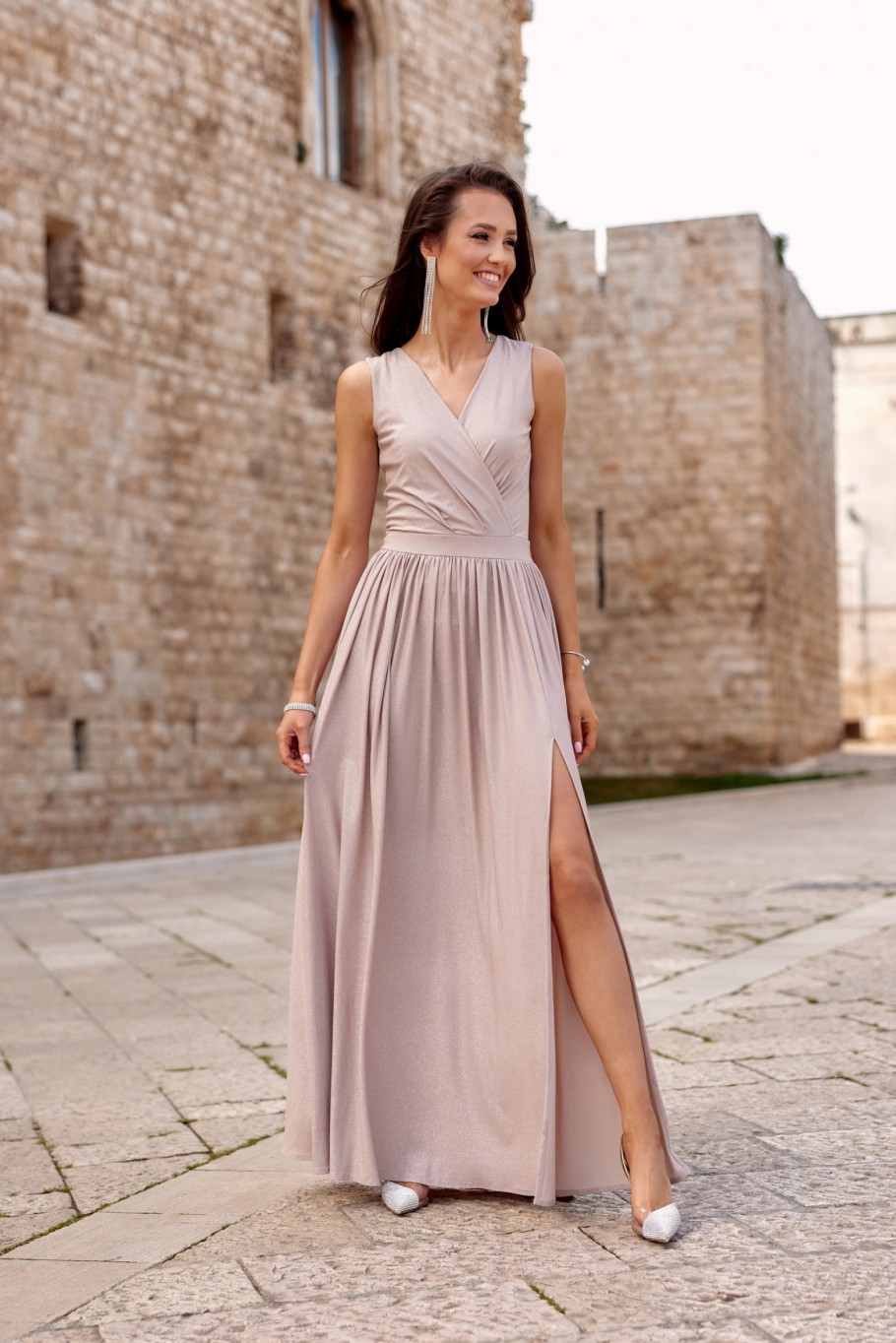 Cheryl - glitter maxi dress with tie at the back CAP