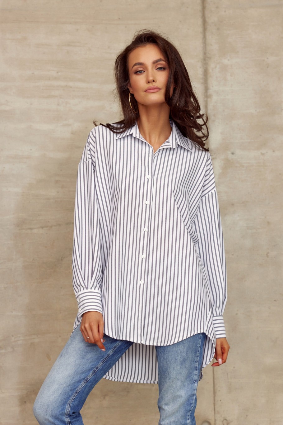 Alison - asymmetrical striped women's shirt C2A