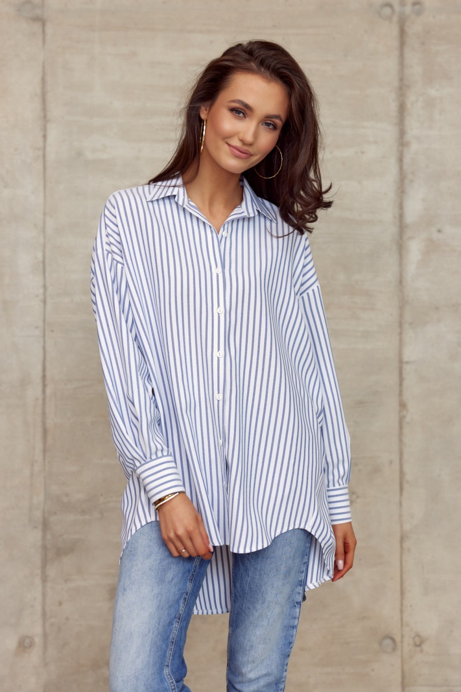 Alison - asymmetrical striped women's shirt C2N