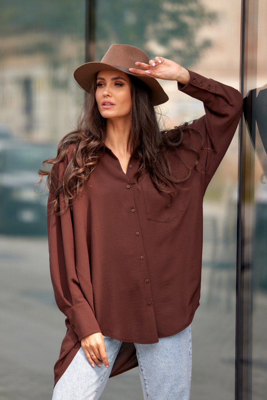 Olena - asymmetric women's shirt with long sleeves BRA