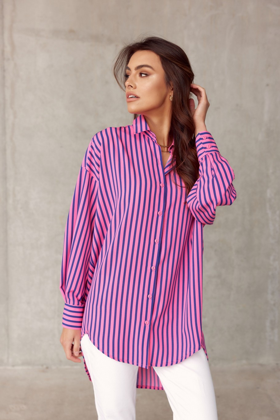 Olivia - striped oversize women's shirt P93