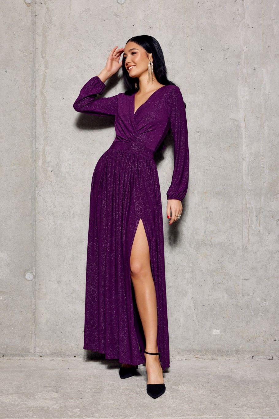 Tiffany - glitter maxi dress with long sleeves BIS